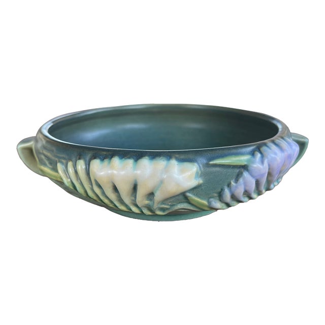 Vintage Mid Century Roseville Art Pottery Freesia Bowl For Sale