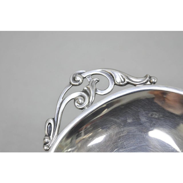 Vintage Denmark Gidom Fraberg Designed Silver Plated Narrow Trinket Footed Candy Dish. Circa Mid 20th Century....