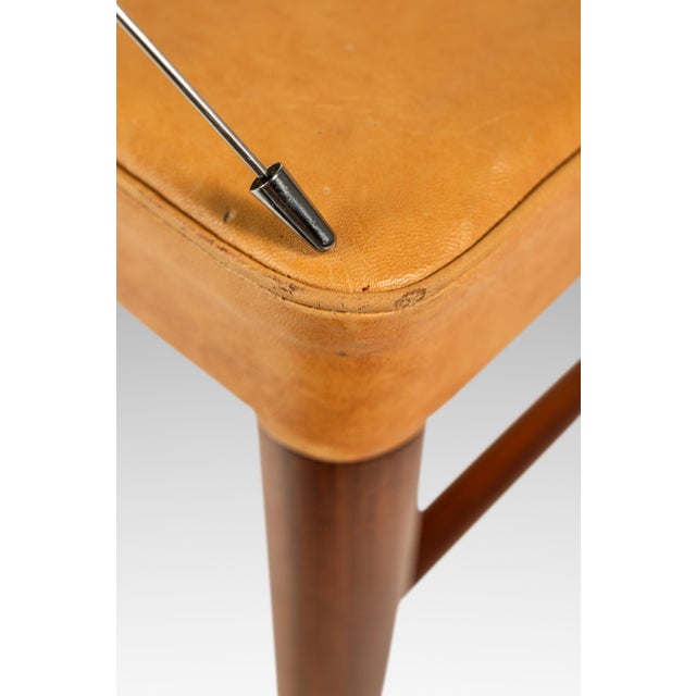 Rare MCM Single Dining / Desk Chair in Solid Teak & Original Leather Upholstery Attributed to Yngve Ekström for Gemla Diö, Sweden, C. 1950s For Sale - Image 15 of 18