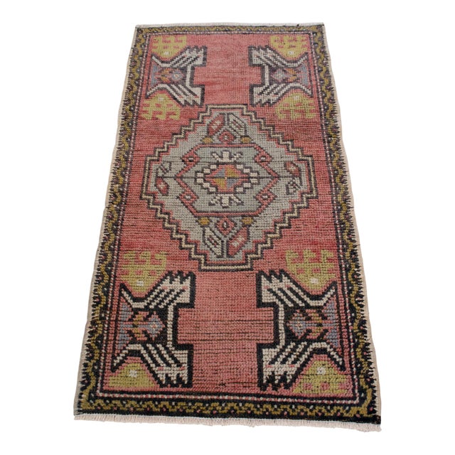 1970s 1970s Small Rug, Entryway Rug, Bath Mat, Kitchen Decor, Turkish Rug, Doormat 1'8" X 3'3" For Sale - Image 5 of 14