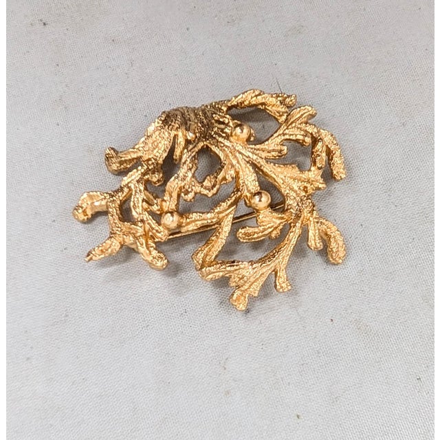 Napier Vintage 1970s Signed Napier Goldtone "Coral" Brooch For Sale - Image 4 of 7