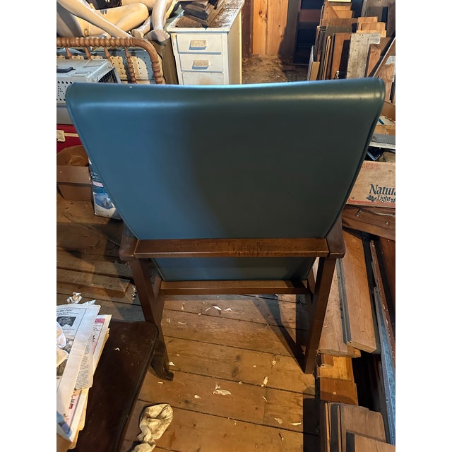 1950s Teal Vinyl Vintage Chair For Sale - Image 5 of 7