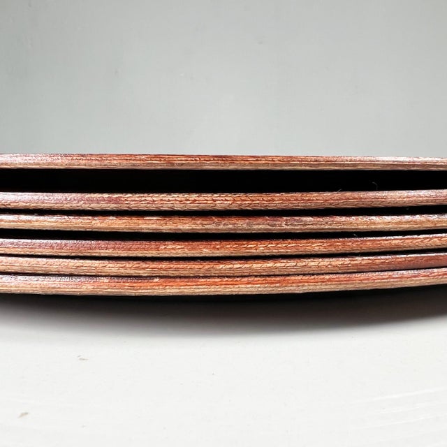 1960s Modern Set of 6 Round Serving Plates Bent Plywood For Sale - Image 4 of 10