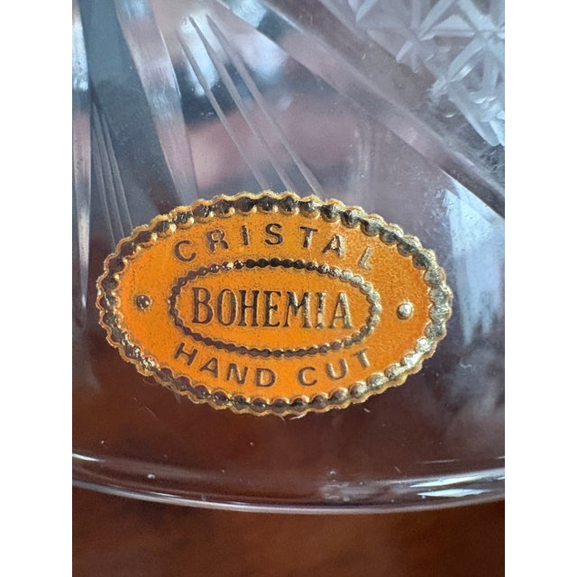 Set of four exquisitely hand cut crystal glasses from the Bohemia region of the Czech Republic These glasses may be used...