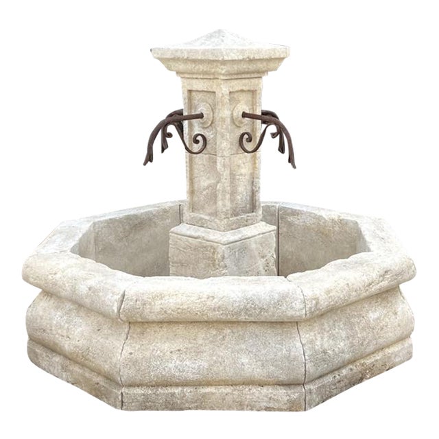 St. Michel Carved Limestone Center Fountain From Provence, France For Sale