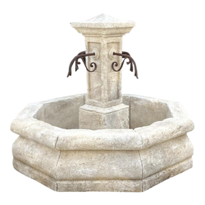 St. Michel Carved Limestone Center Fountain From Provence, France