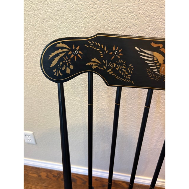 Black 1970 Lock 1776 Bicentennial Federal Eagle Windsor Rocking Chair For Sale - Image 8 of 12