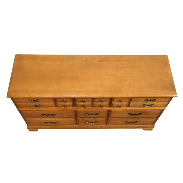 Garrison Furniture Solid Hard Rock Maple Colonial Early American 58" Triple Dresser 1858 For Sale - Image 9 of 13
