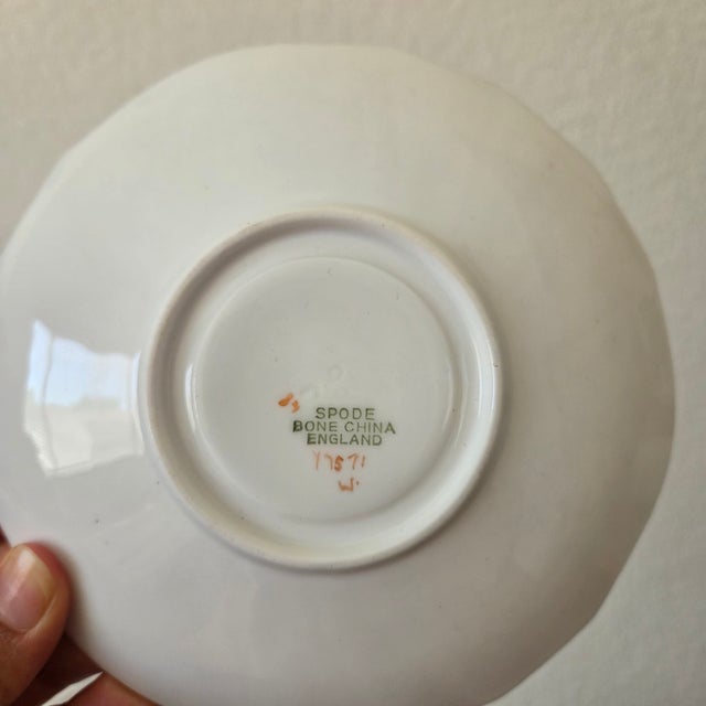 English 1970s Spode English Bone China Bird Teacups & Saucers, Set of 4 For Sale - Image 3 of 13