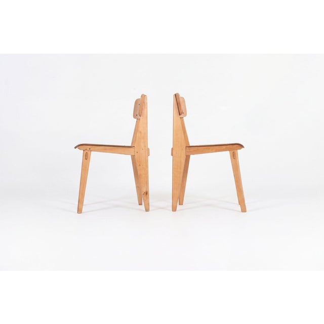 Jean Prouvé, Rare Pair of Chaise Standard Tout Bois, France, Circa 1950 For Sale In Chicago - Image 6 of 16