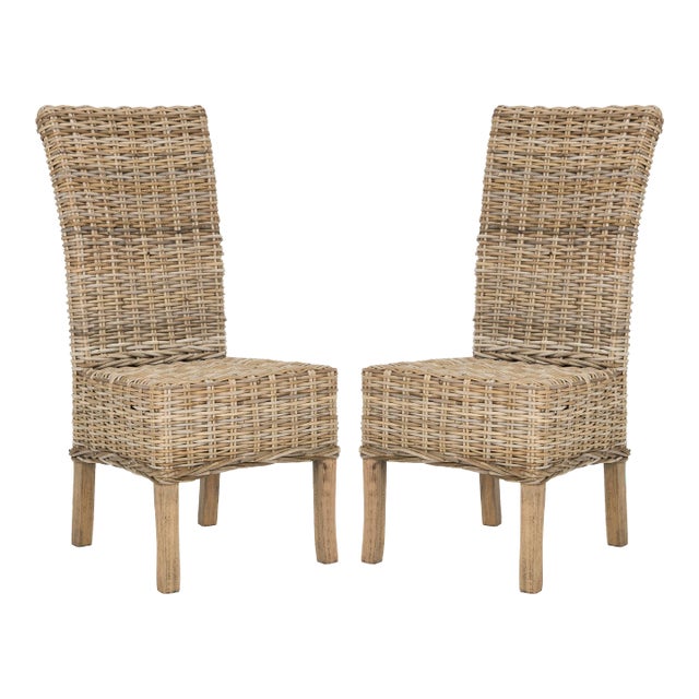 Dainton 19''H Rattan Side Chair in Natural Unfinished - a Pair For Sale
