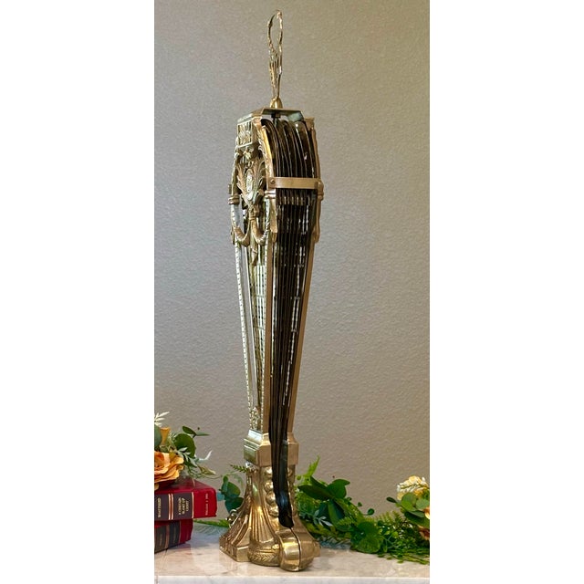 Metal Vintage Brass Fireplace Screen Cameo Folding Peacock Screen For Sale - Image 7 of 11