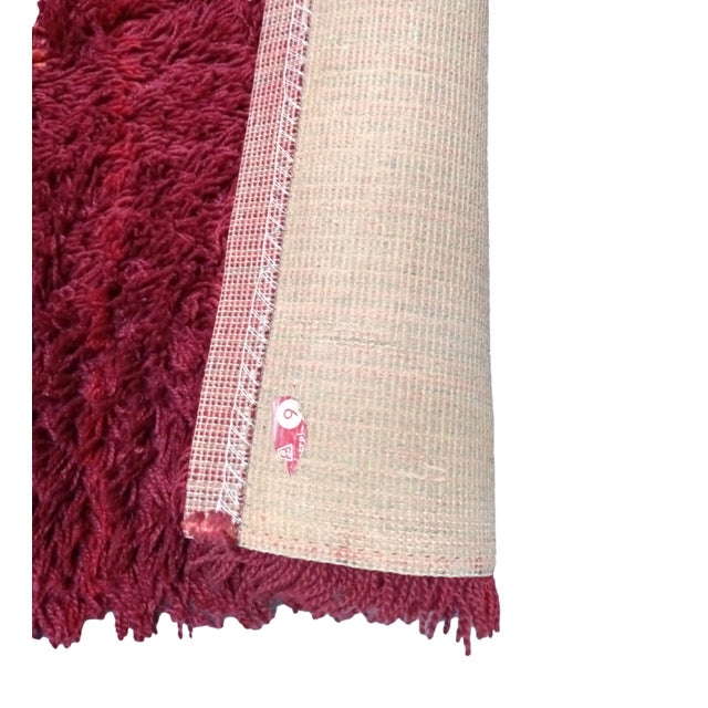 Mid-Century Modern Geometric Rya Rug in Red Wool, 1970s For Sale - Image 3 of 6
