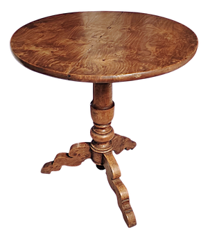 Mid-19th Century Tripod Pedestal Table with Turned Wooden Base