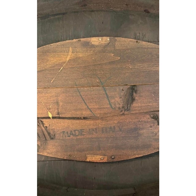 Brown Italian Parquetry Inlaid Tray Table With Painted Figural Panel and Removable Glass Top Late 19th Century For Sale - Image 8 of 9