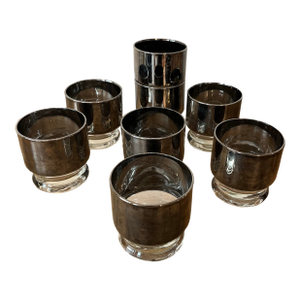 Mid 20th Dorothy Thorpe Style Chrome Fade Cocktail Glasses-Set of 8