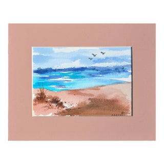 Coastal Watercolor Landscape Circa 1980 For Sale