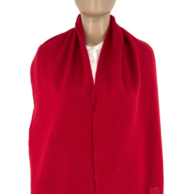 Givenchy Red Solid 100% Wool Scarf