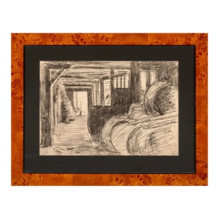 Early 20th Century Maximilien Luce “Un Magasin Dans Le Marais” Original Pencil and Charcoal Drawing For Sale