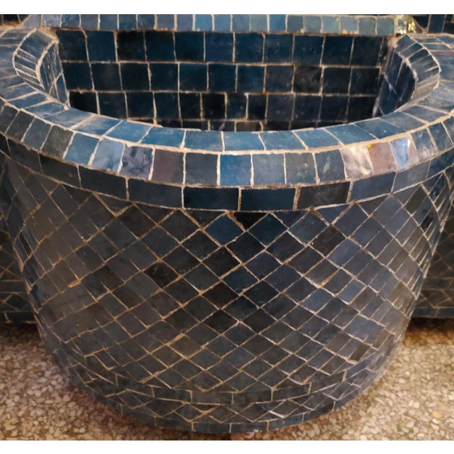 Moroccan Medium Size Petrol Blue Moroccan Mosaic Tile Fountain For Sale - Image 3 of 7