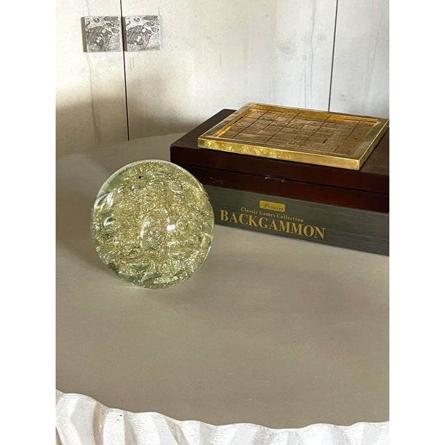 Transparent Large Vintage Art Glass Sphere Paper Weight For Sale - Image 8 of 10