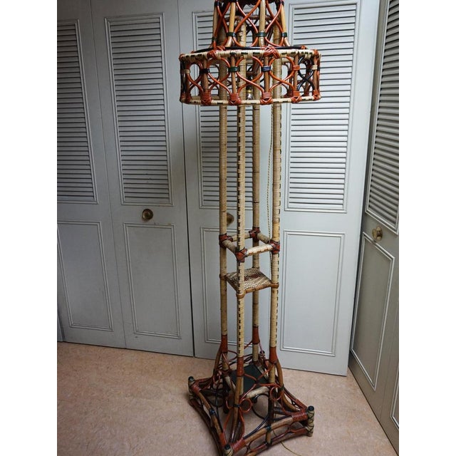 A very unique and decorative wicker rattan floor lamp Early 20th century in the art nouveau style The workmenship of the...