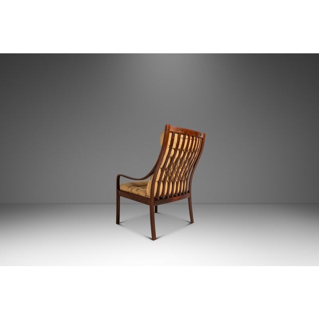 Brown Mid-Century Danish Modern Bentwood Lounge Chair in Rosewood & Original Fabric by Fredrik A. Kayser for Vatne Møbler, Denmark, C. 1970's For Sale - Image 8 of 18