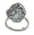 Traditional Vintage Aquamarine Ring 5.25 Pear With Diamond Swirl Platinum Setting For Sale - Image 3 of 7