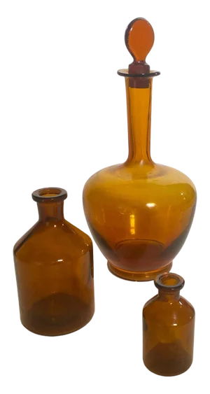 20th Century French Cobalt Orange Pharmacy Bottles, Set of 3