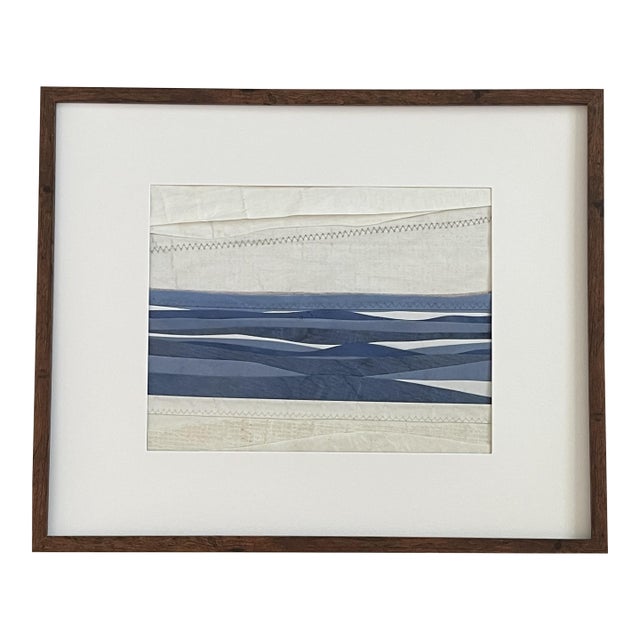 Contemporary Semi-Abstract​ Mixed Media Nautical Sailcloth Landscape​ - By JJ-Hogan | Gratitude Is Peace, Framed For Sale