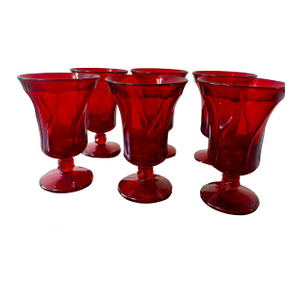 Mid 20th Century Fostoria Jamestown Ruby Red Ice Tea Glasses - Set of 6