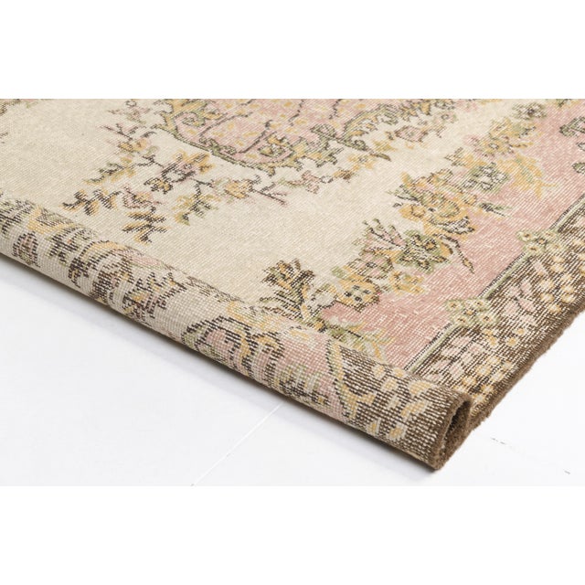 Faded Ivory Vintage Turkish Rug For Sale - Image 9 of 10