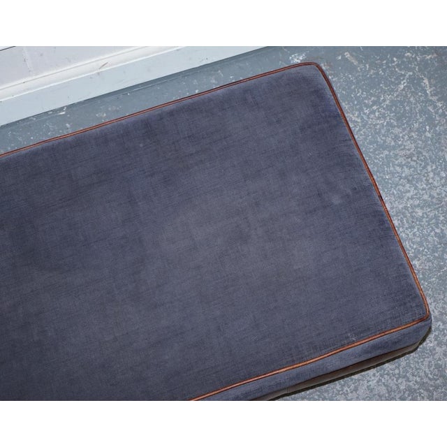 Large Tetrad Constable Ottoman in Blue Fabric and Leather Base For Sale - Image 11 of 15