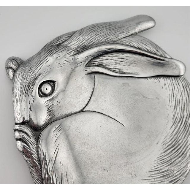 This is a vintage 1988 Arthur Court aluminum rabbit serving dish or trinket tray. It is crafted from Arthur Court's...