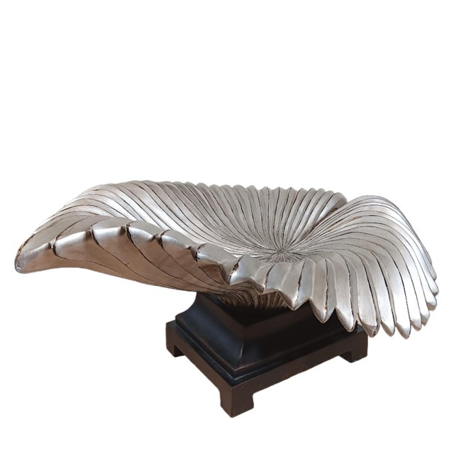 Vintage Carolyn Kinder Palm Frond Bowl With Stand For Sale - Image 4 of 7