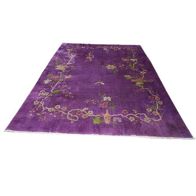 Antique Chinese – Art Deco Floral Knotted Rug, Circa Date: 1920s. This exquisite example of early 20th-century weaving...