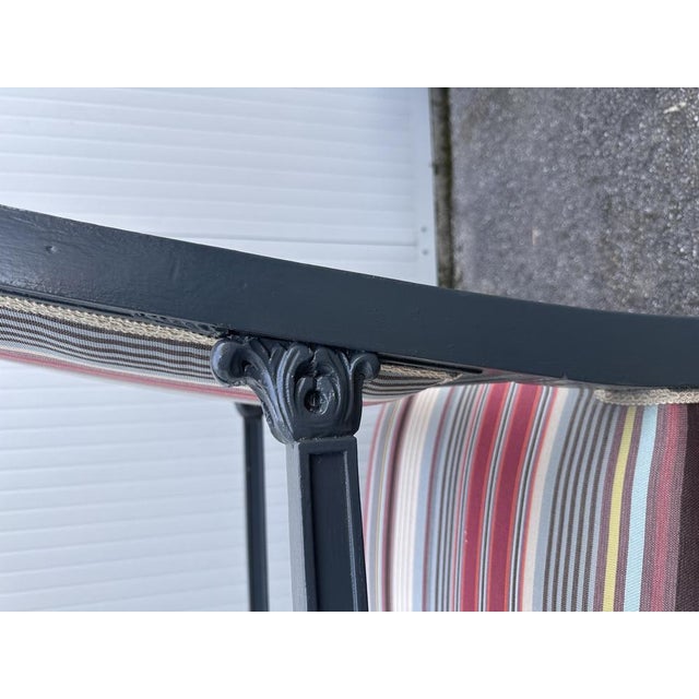 Armchair in Gray Lacquered Wood and Striped Rubelli Fabric For Sale - Image 10 of 11