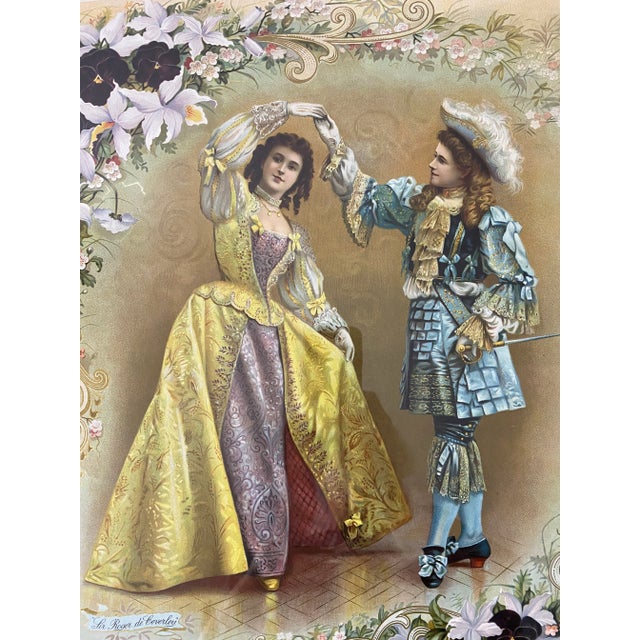 English Antique Lithograph "Sir Roger De Coverley" English Dance For Sale - Image 3 of 11
