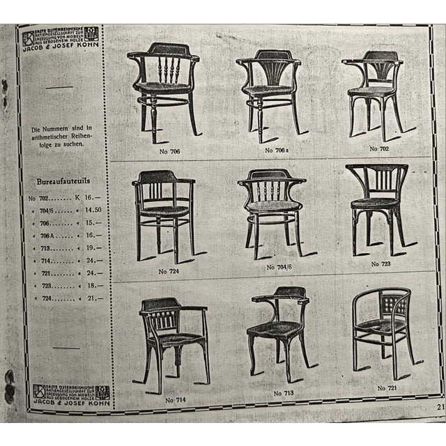 Antique Vienna Secession No. 714 Armchairs by Gustav Siegel for Jacob & Josef Kohn, 1890s, Set of 4 For Sale - Image 5 of 18