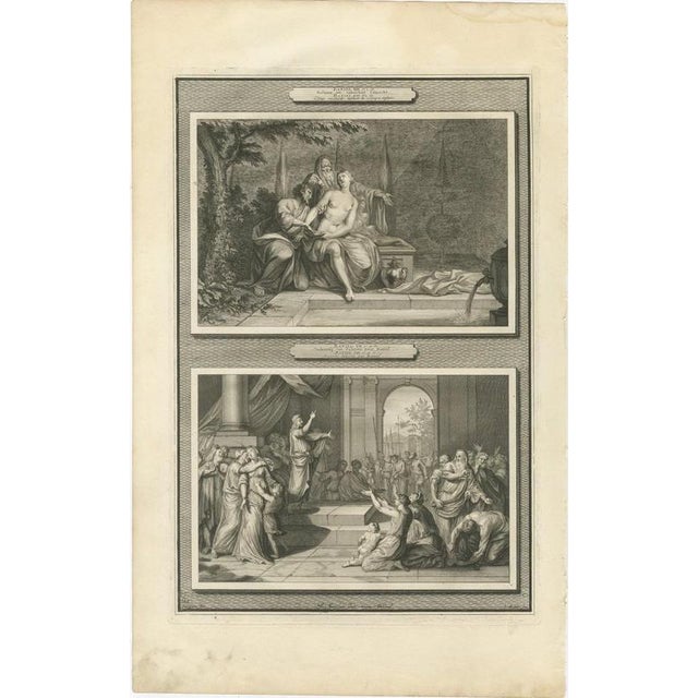 Baroque Pieter Mortier, Susanna and the Elders and Susanna Delivered by Daniel, 1700, Engraving For Sale - Image 3 of 12