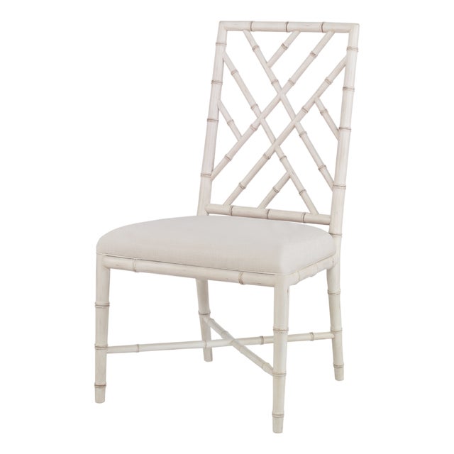 Century Furniture Brighton Side Chair, Antique White/Flax For Sale