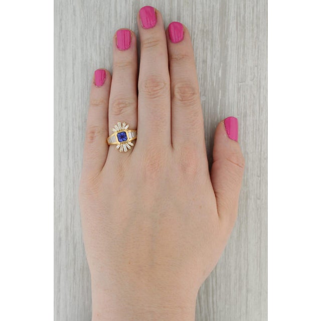 Metal 2.75ctw Tanzanite Diamond Ring 18k Yellow Gold Size 8.75 Cocktail For Sale - Image 7 of 8