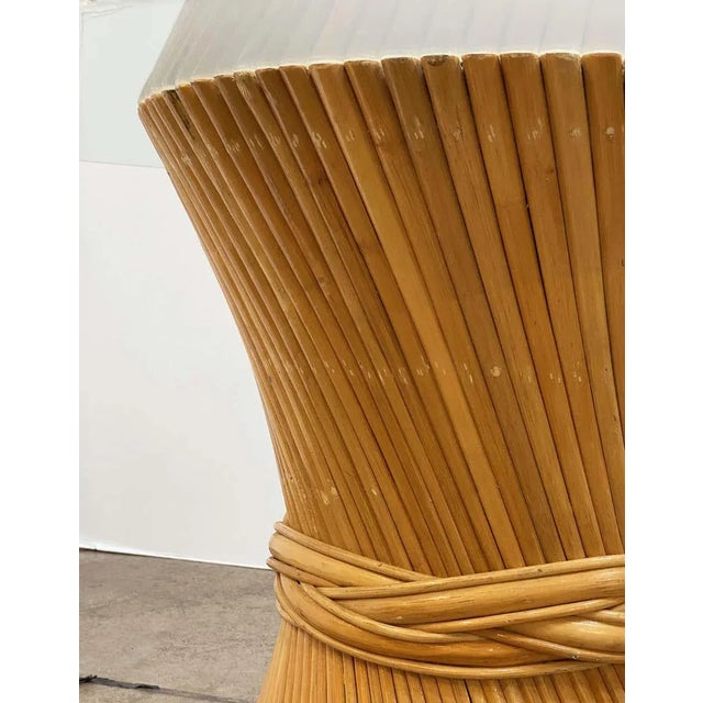 Rattan Round or Center Table With Glass Top (Dia 47 1/2) - Attributed to McGuire For Sale - Image 10 of 13