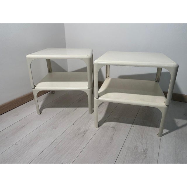 Demetrio 45 Stackable Coffee Tables in White ABS by Vico Magistretti for Artemide, 1970s, Set of 4 For Sale - Image 13 of 14