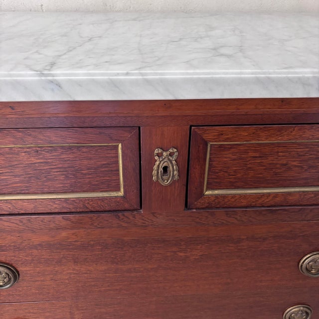 Wooden Chest of Drawers with Marble Top For Sale - Image 6 of 8