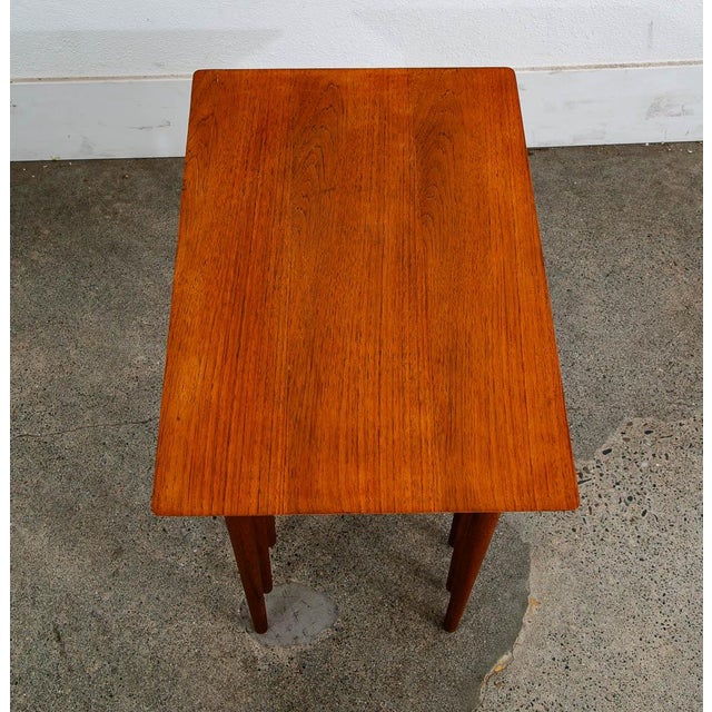 Mid Century Danish Modern Nesting Tables Gp Mobilia Teak Set 3 Denmark MCM Side For Sale - Image 12 of 12