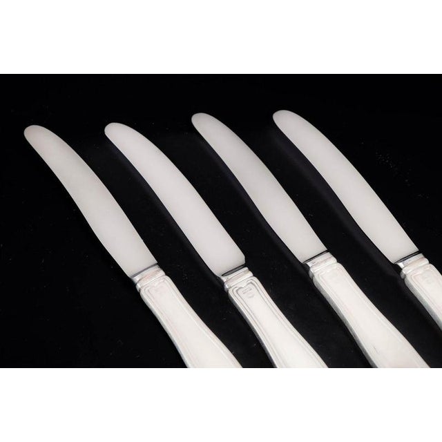 Georg Jensen, set of four fruit knives, Old Danish. Set of four fruit knives in stainless steel and sterling silver with...
