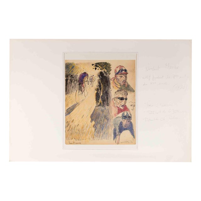 Nobert Meyre, Vers l'Arrivée, 20th Century, China Ink and Watercolor For Sale