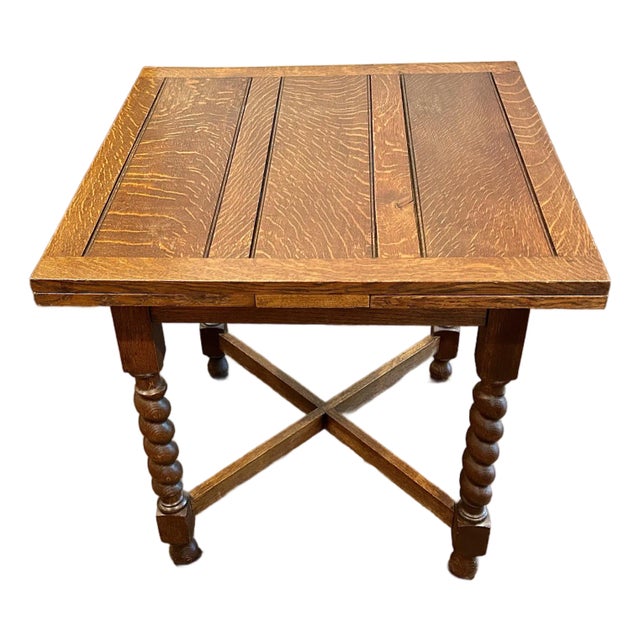 Early 1900’s English Oak Barley Twist Draw-Leaf Pub Table For Sale