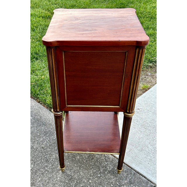 Wood Antique French Regency Style Three Drawer Mahogany Chest W/Brass Fittings For Sale - Image 7 of 13